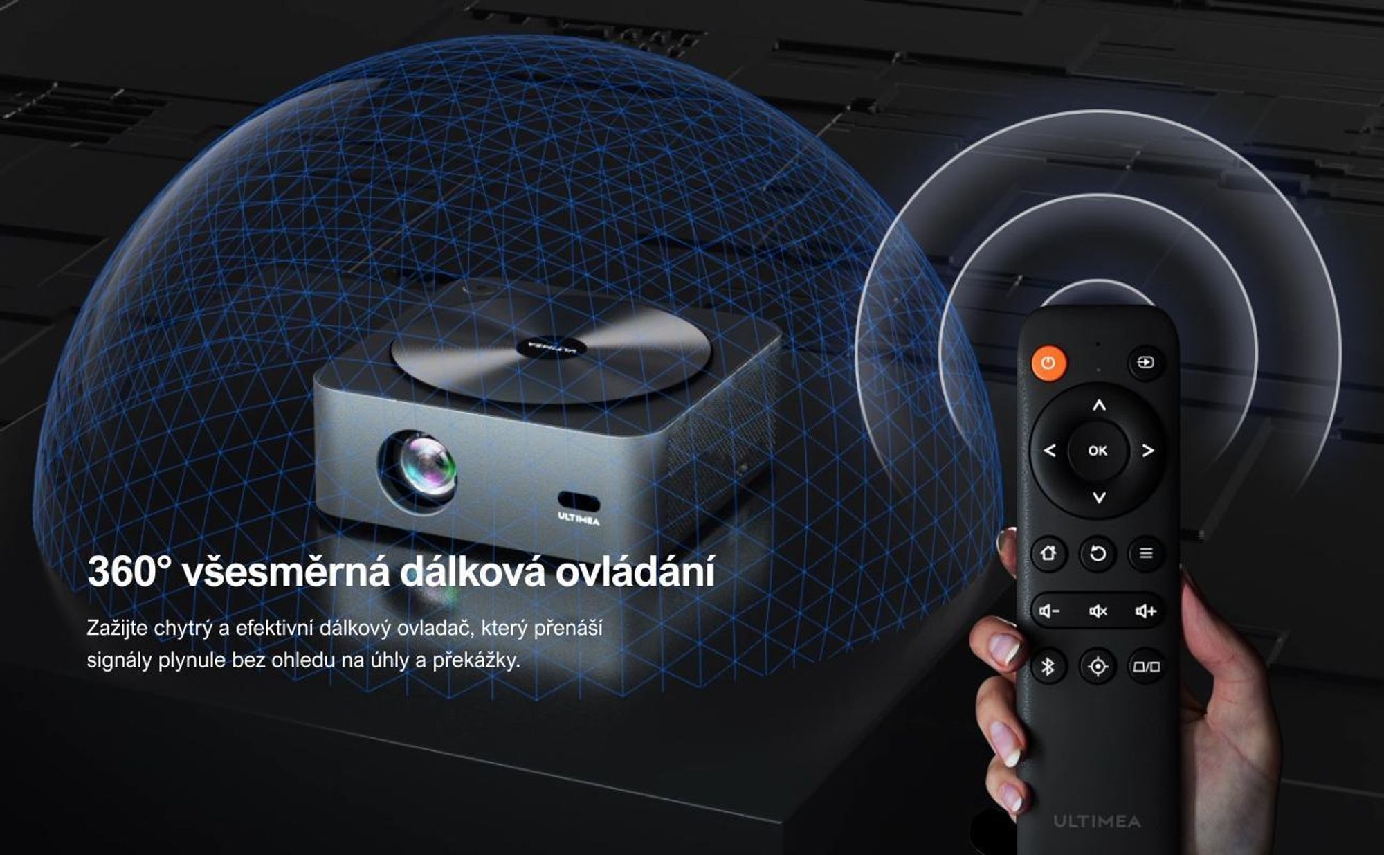 Projektor ULTIMEA 1080P Aktualizovaná verze s funkcí vyhýbání se překážkám, 700 ANSI lumenů, 15000:1, inteligentní vyrovnání plátna, Apollo-P40