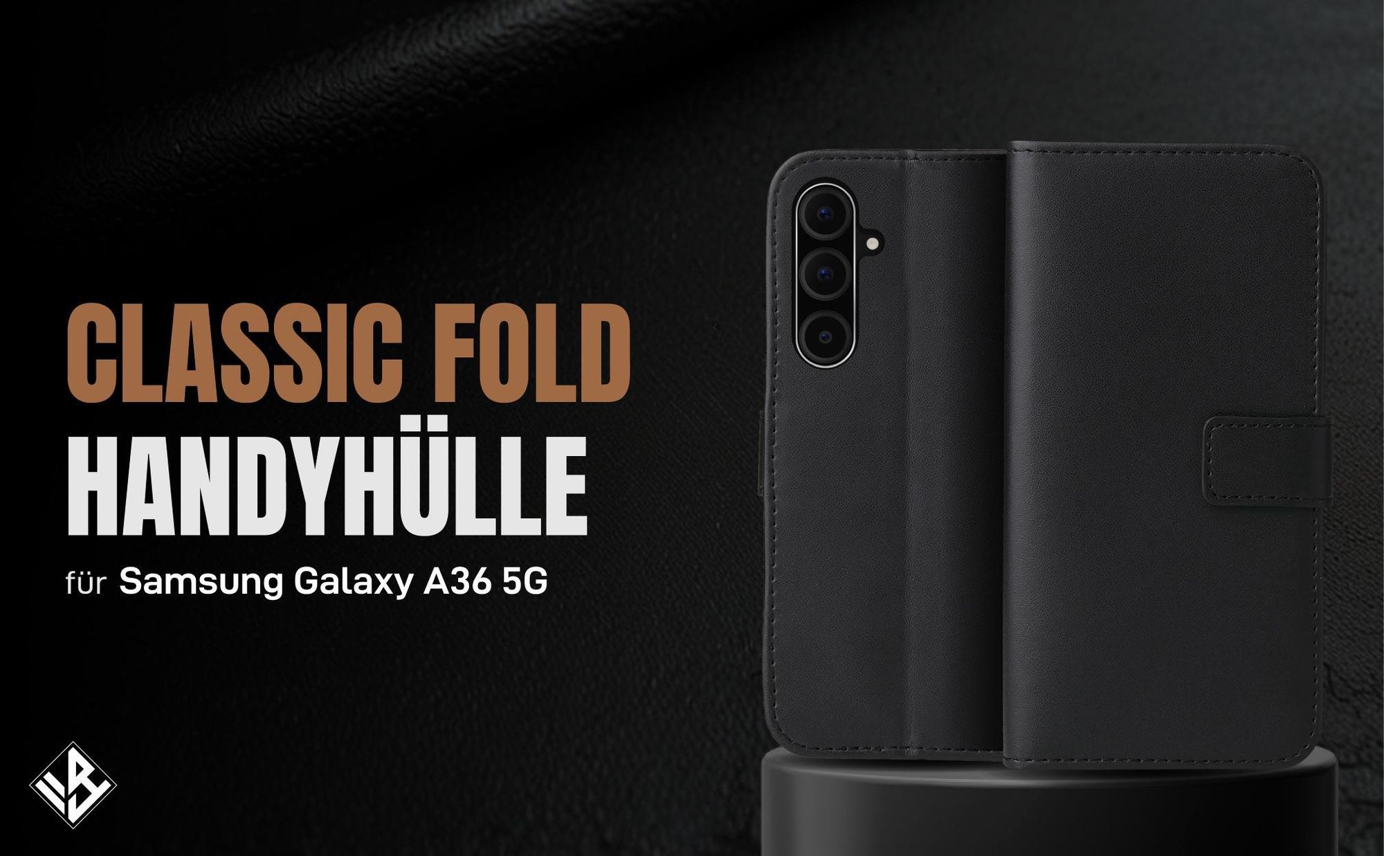 Schwarze Klapphülle für Samsung Galaxy A36 5G mit Wallet-Funktion
