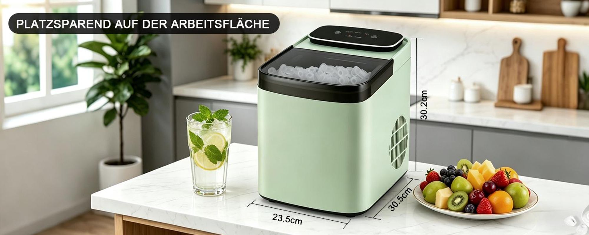 ZMH Eiswürfelmaschine Mini Eiswürfelbereiter Maschine Leise im Betrieb 2 Größen Eismaschine Eiswürfel maschine 9 Stück in 6 Minuten Bereit für Büro