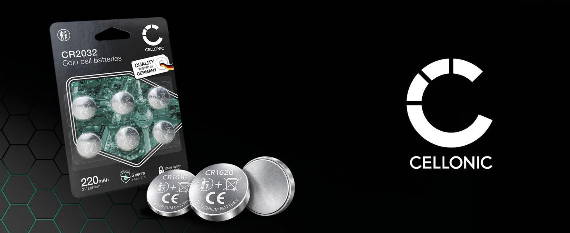 CELLONIC CR1632 Knopfzellen-Batterien Lithium kompatibel mit Autoschlüssel, LED-Geräte, Fahrradcomputer - x6-Pack