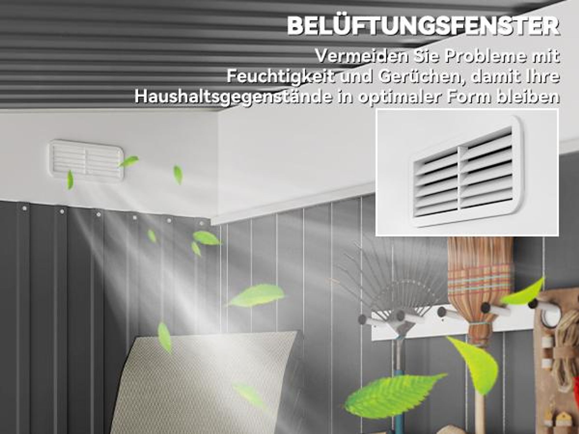 Outsunny 8,9 ㎡ Gerätehaus Stahl-Geräteschuppen mit Pultdach, Schiebetür, Grün