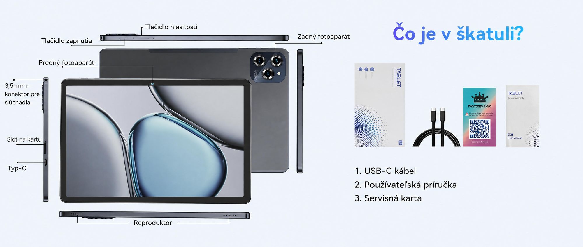 BESTTAB W90 11" tablet Android 15, 256 GB úložného priestoru, 1920x1200 pixelov, Android 15, 24(8+16) GB RAM, 5G WiFi, Bluetooth, 8000 mAh batéria,
