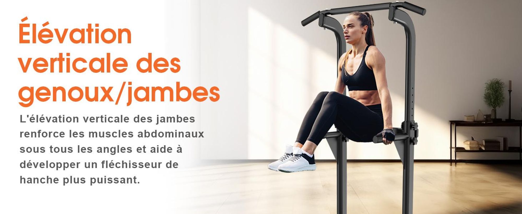 DH FitLife Power Tower Dip Station – Barre de Traction et Dips Réglable, Station de Musculation Complète pour Salle de Sport à Domicile