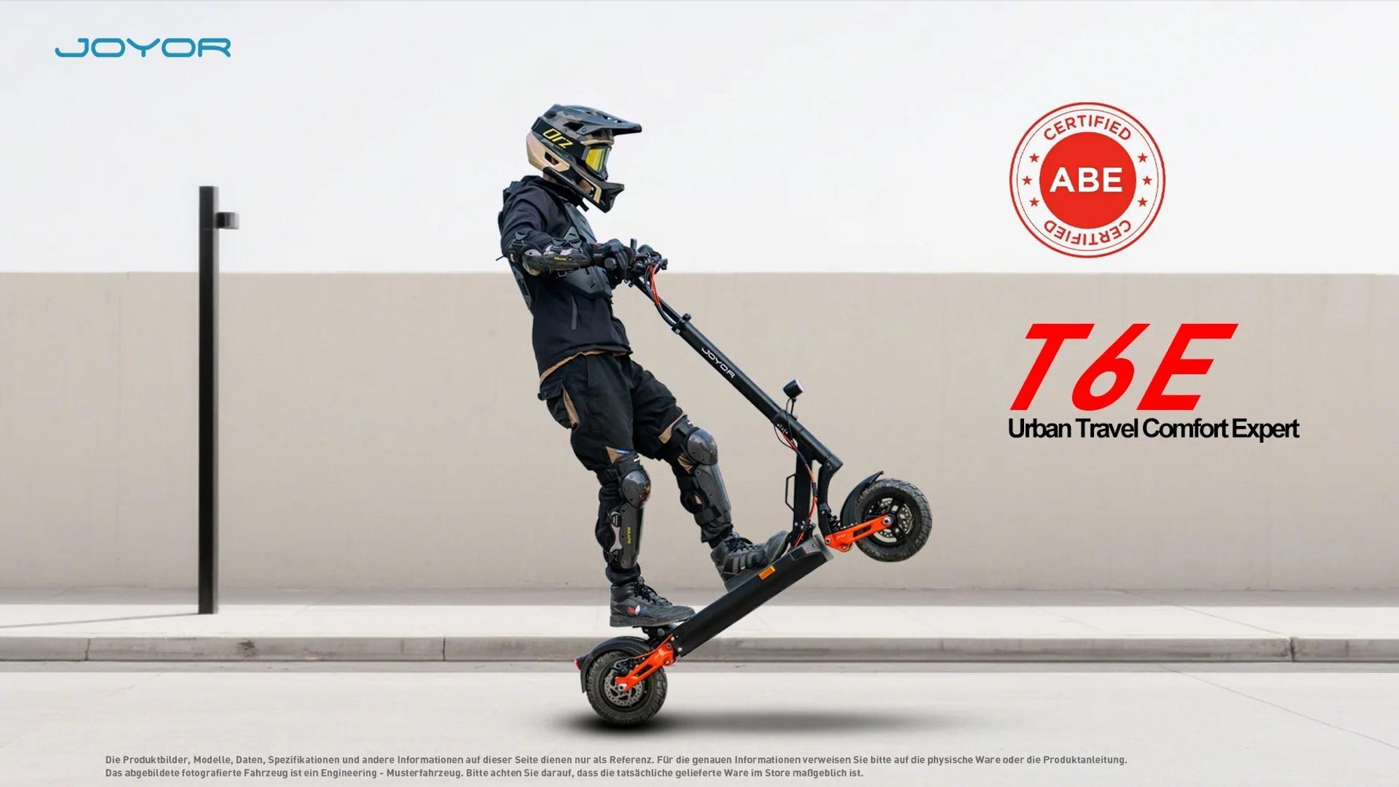 JOYOR T6E Elektroroller ABE- - 500W Motor 48V18AH Akku Faltbar 10" Offroad Reifen - Schwarz