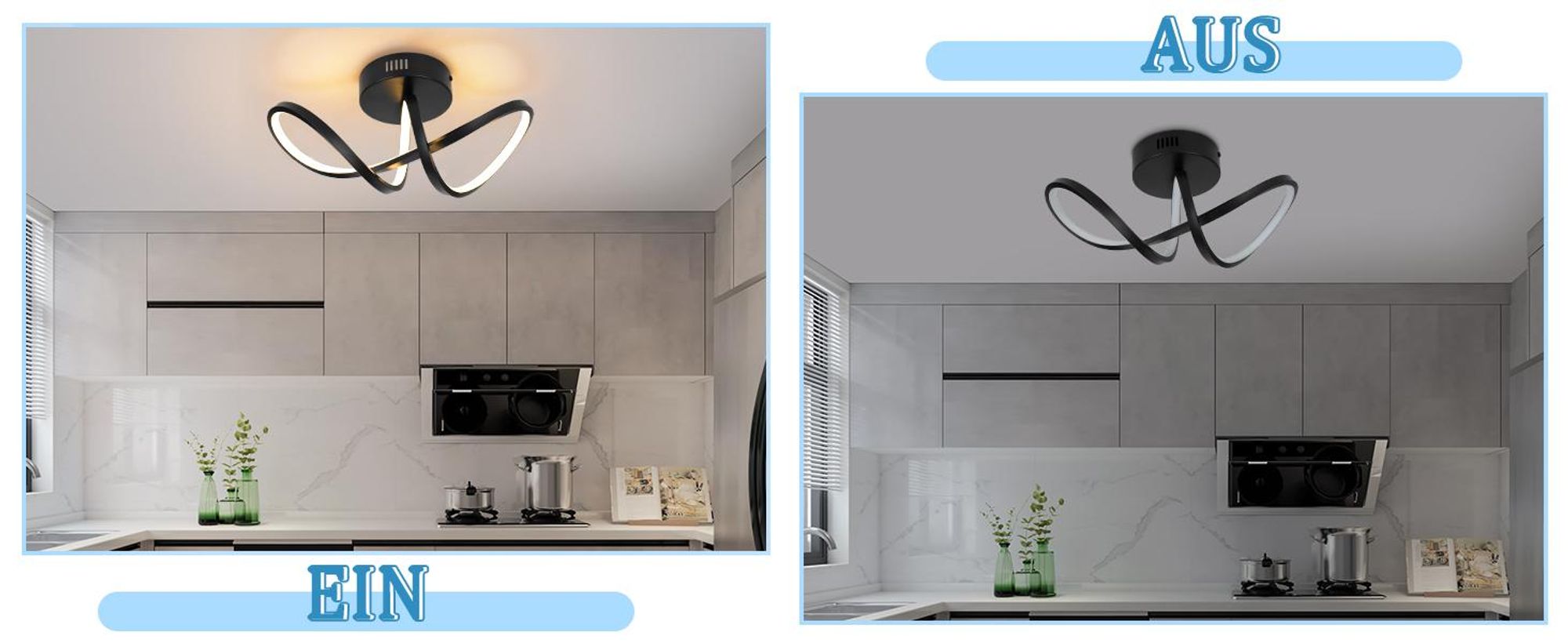ZMH Deckenleuchte Wohnzimme Deckenlampe Schlafzimmer Modern Wohnzimmerlampe Schwarz 12W Design Küchenlampe 3000K Warmweiß Innen Deckenbeleuchtung LED