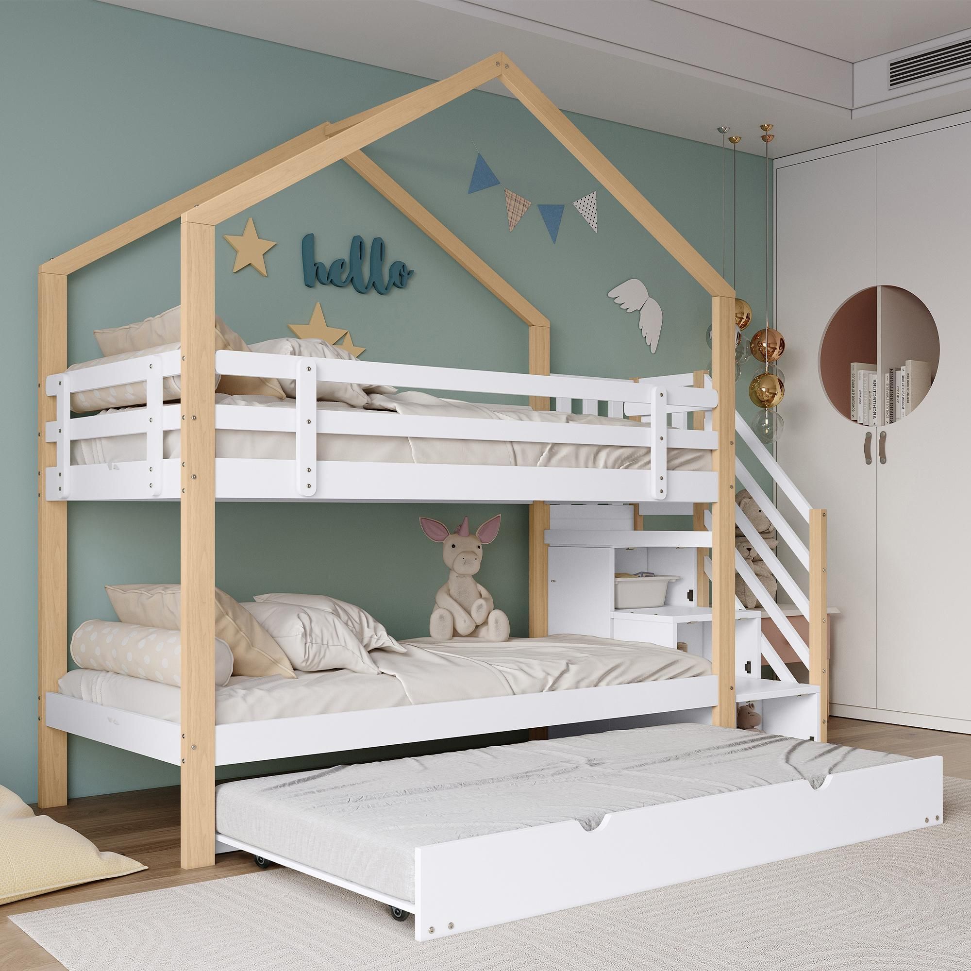 Kinderbett Hausbett mit Treppe