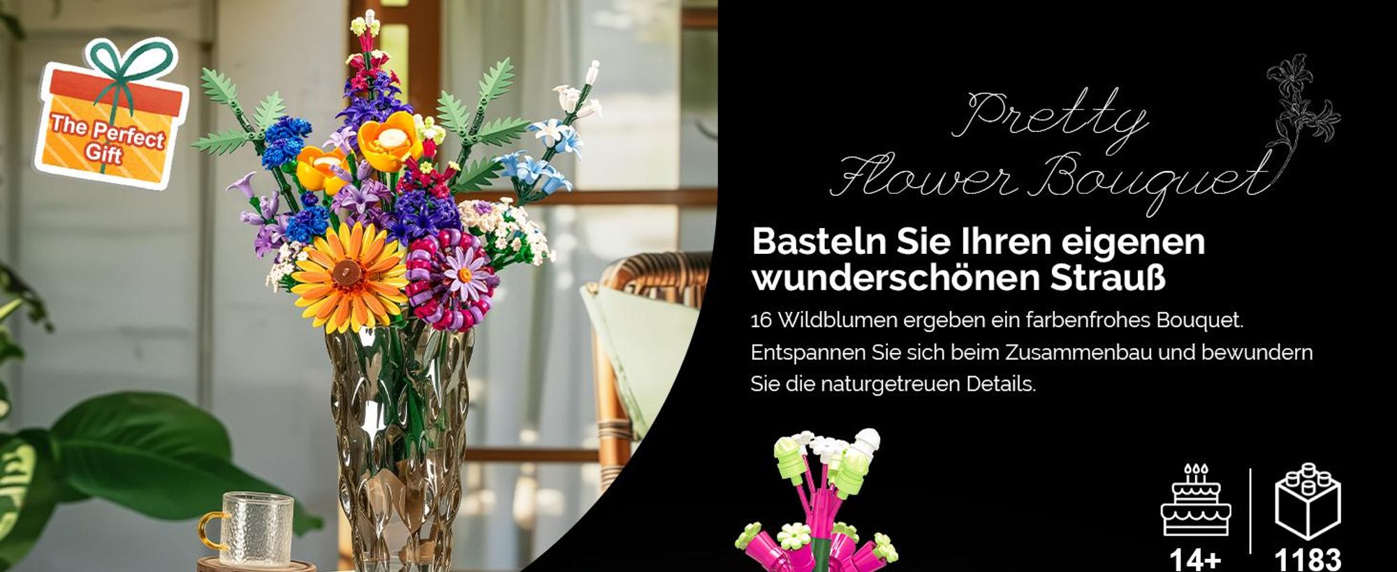 Voller Vitalität und farbenfroher Blumenstrauß