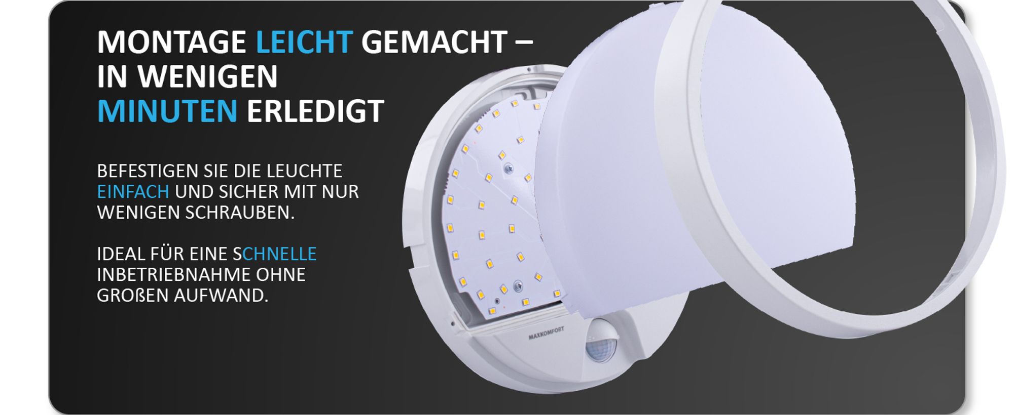 ALMAZ LED Außenwandleuchte weiß mit Bewegungssensor – 15W, 4000K, IP54, 2000lm