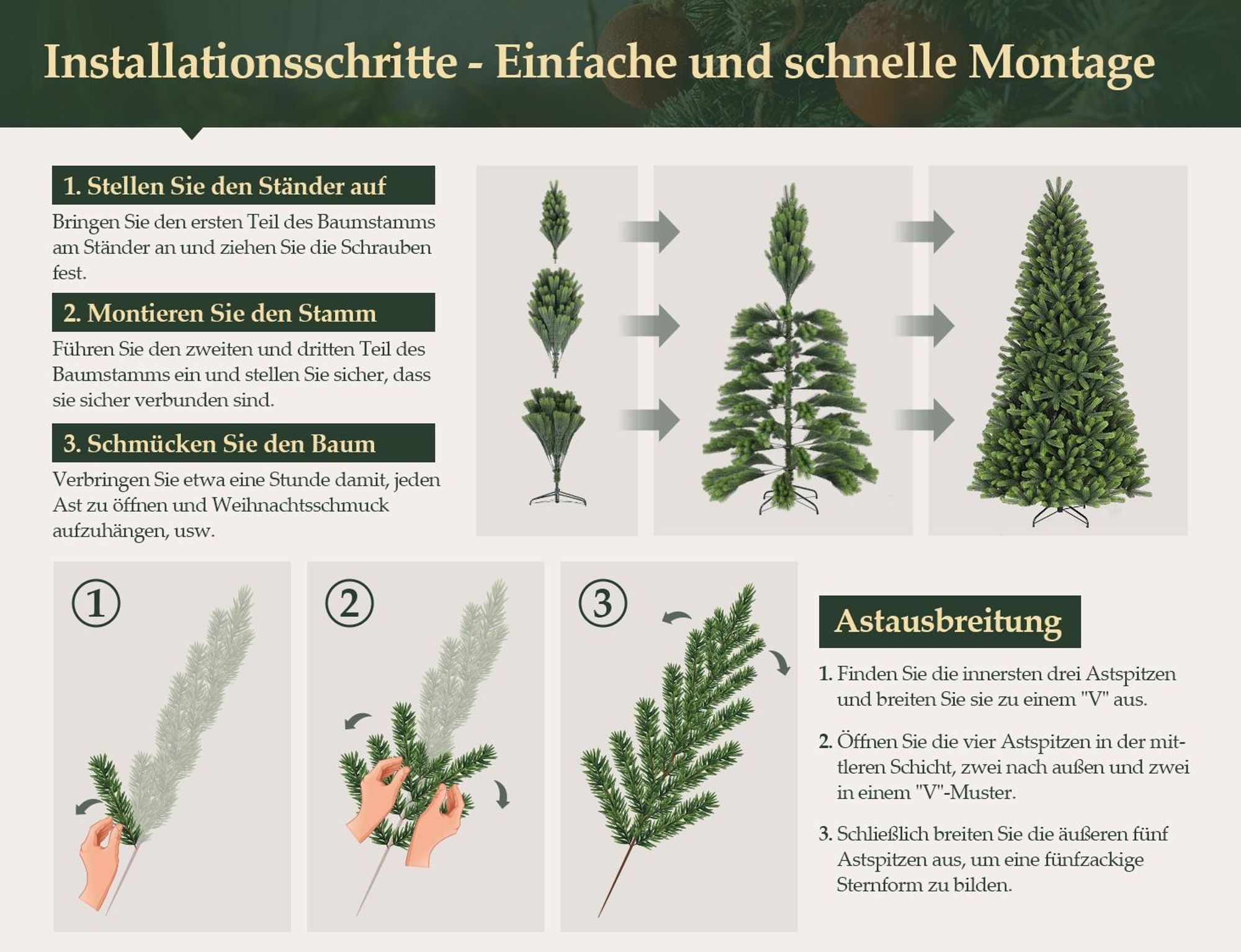 Salcar 210 cm Künstlicher Weihnachtsbaum Künstlich Tannenbaum Christbaum mit 1080 Spitzen aus 100% PE