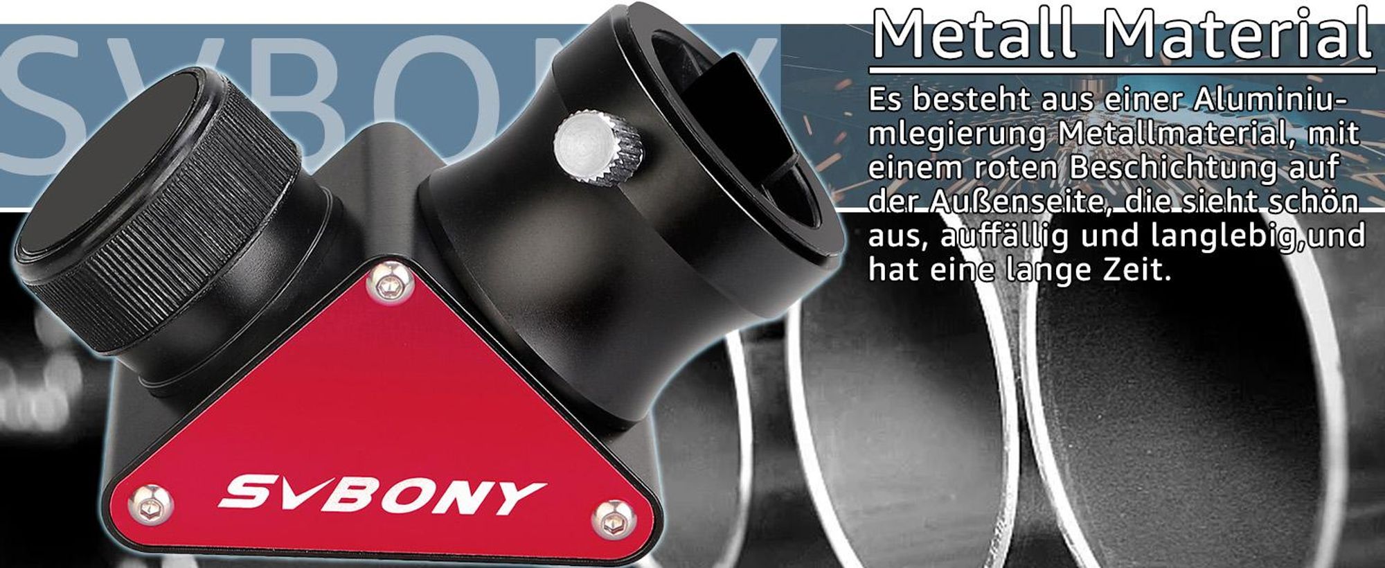 Svbony SV188P Teleskope Zenitspiegel, 1,25 Zoll 90 Grad Dielektrikum Diagonaladapter, 99% Reflexionsvermögen Aufrechtes Bild, Metall Diagonalspiegel Teleskop Zubehör