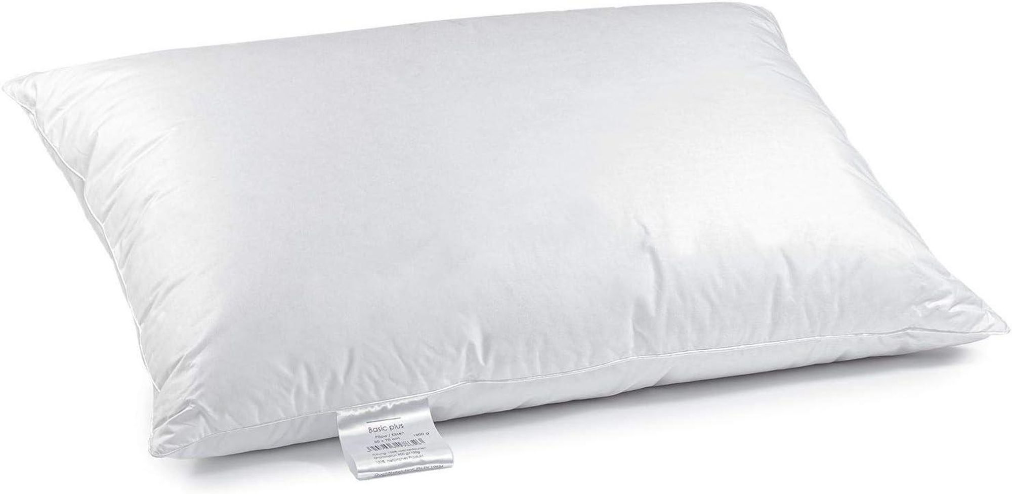 Dreikammer Kopfkissen 50x70 cm 1000 g – 90% Gänsedaunen – 3-Kammer Daunenkissen mit Baumwollbezug – 1er Set