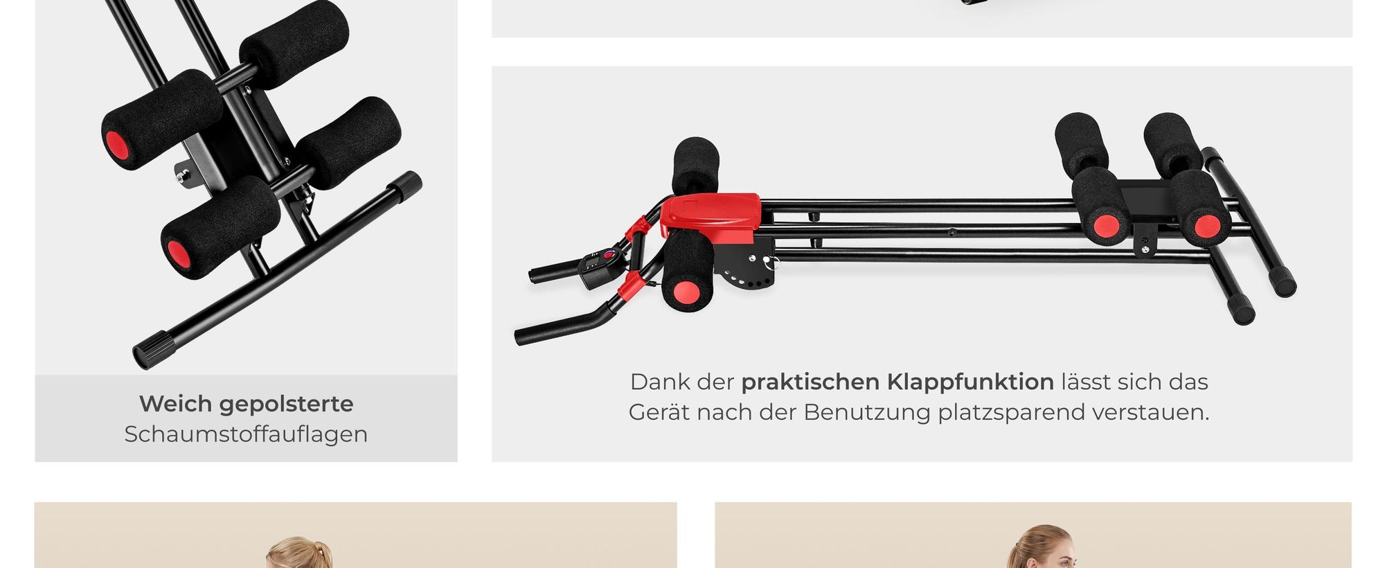 tectake® Bauchtrainer 5-fach verstellbar mit Trainingscomputer