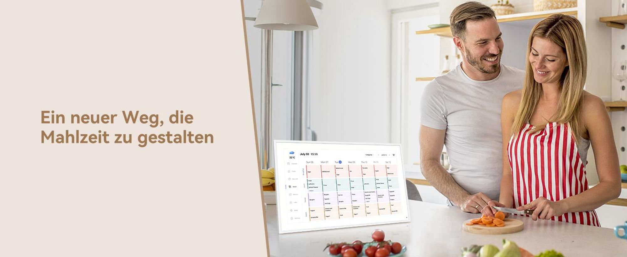 TABWEE P15 15,6 Zoll Digitaler Kalender und Desktop Bilderrahmen mit Touchscreen, WLAN, 1280x800 Auflösung, 16:10, Multi-Device-Sync und Sharing