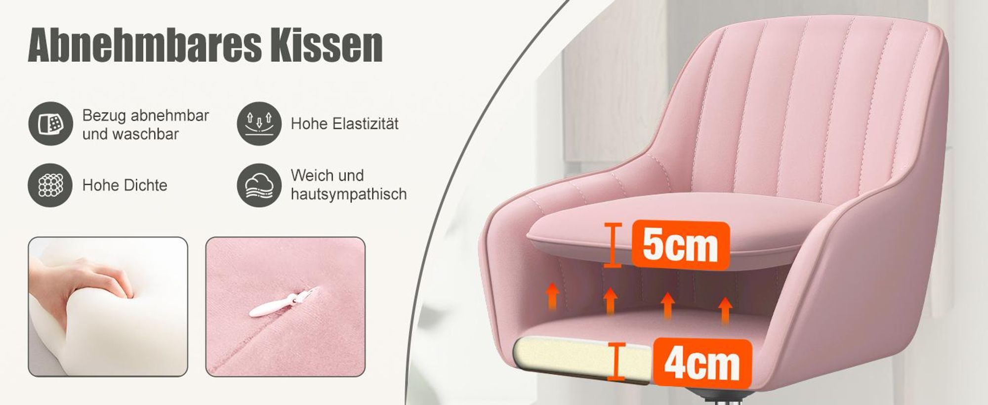 Portreen Bürostuhl, Drehstuhl,Homeoffice Stuhl,Schreibtischstuhl, bürostuhl ergonomisch, Chefsessel 150kg,Drehstuhl mit Rollen,Stuhl für Schminktisch