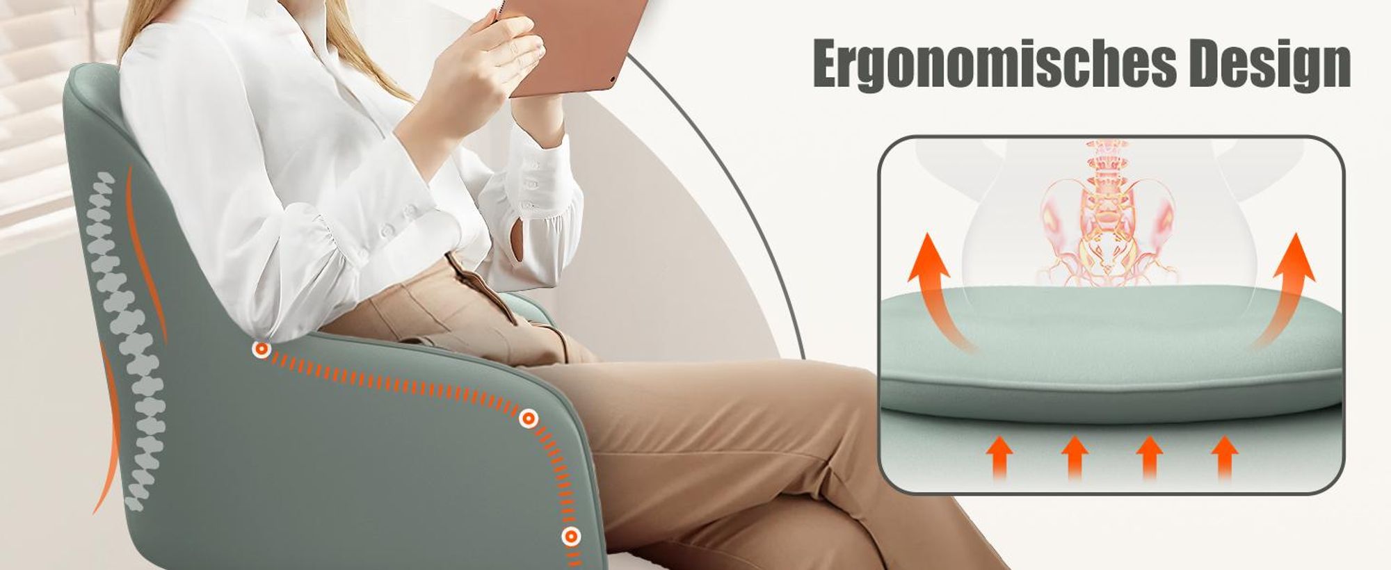 Portreen Bürostuhl, Drehstuhl,Homeoffice Stuhl,Schreibtischstuhl, bürostuhl ergonomisch, Chefsessel 150kg,Drehstuhl mit Rollen,Stuhl für Schminktisch