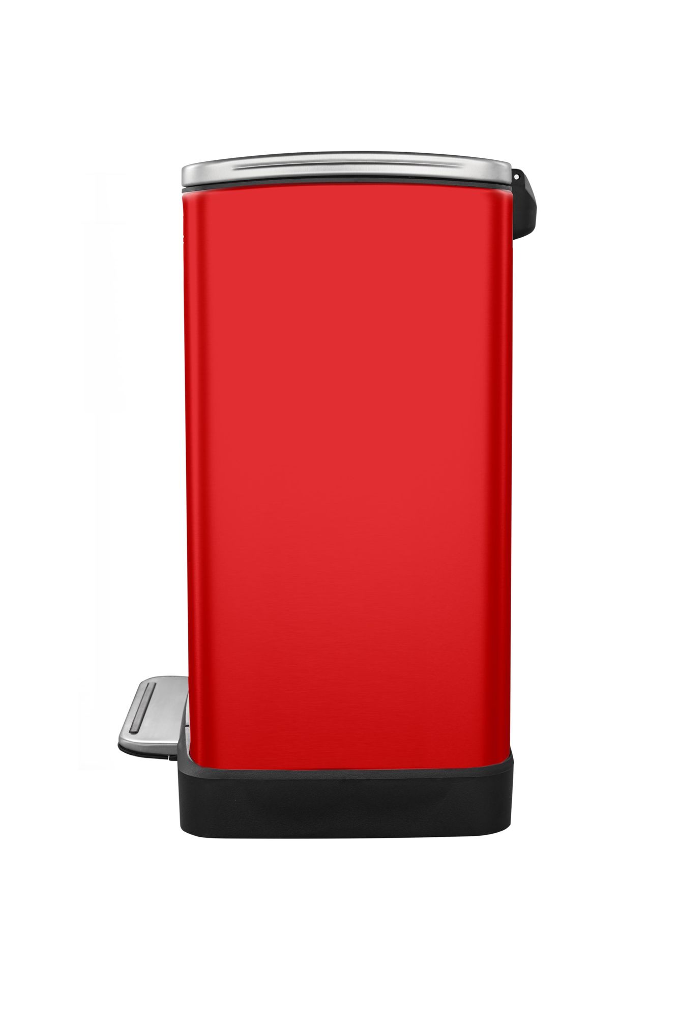 EKO - E-Cube recycling pedaalemmer 28+18 liter - Stainless steel Plastic - Rot, Matt Edelstahl