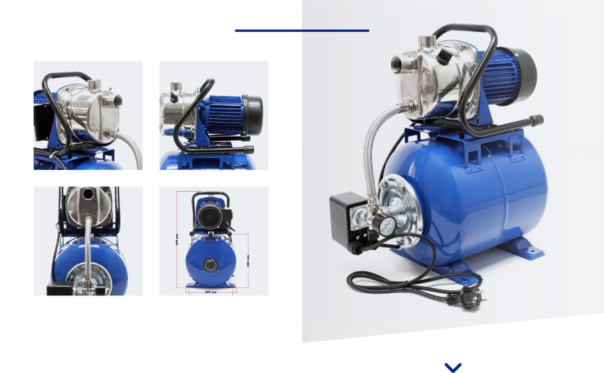Wiltec Hauswasserwerk 1200W 3400l/h Hauswasserautomat mit Druckschalter und Membrankessel 19l Druckkessel Gartenpumpe Wasserpumpe Brauchwasserpumpe Regenwasserpumpe