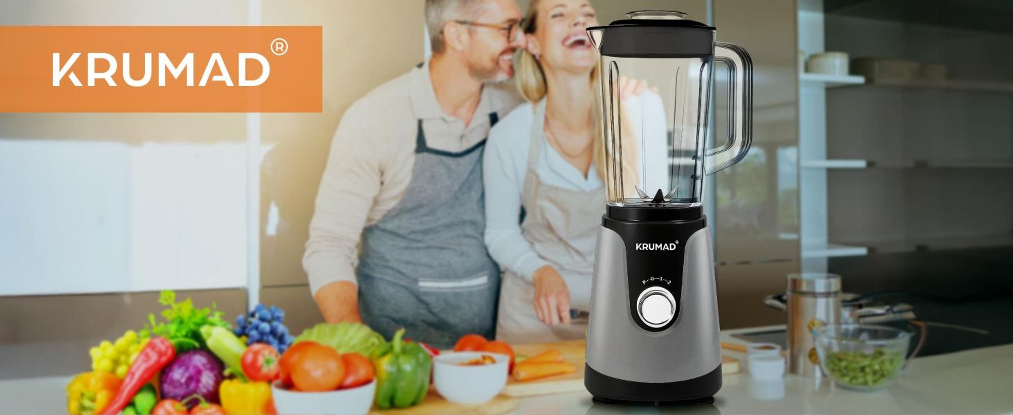 KRUMAD Standmixer 1200W - Hochleistungsmixer mit 1,2L Tritan-Behälter, Edelstahlklingen & Pulsfunktion - Smoothie Maker für Shakes, Suppen