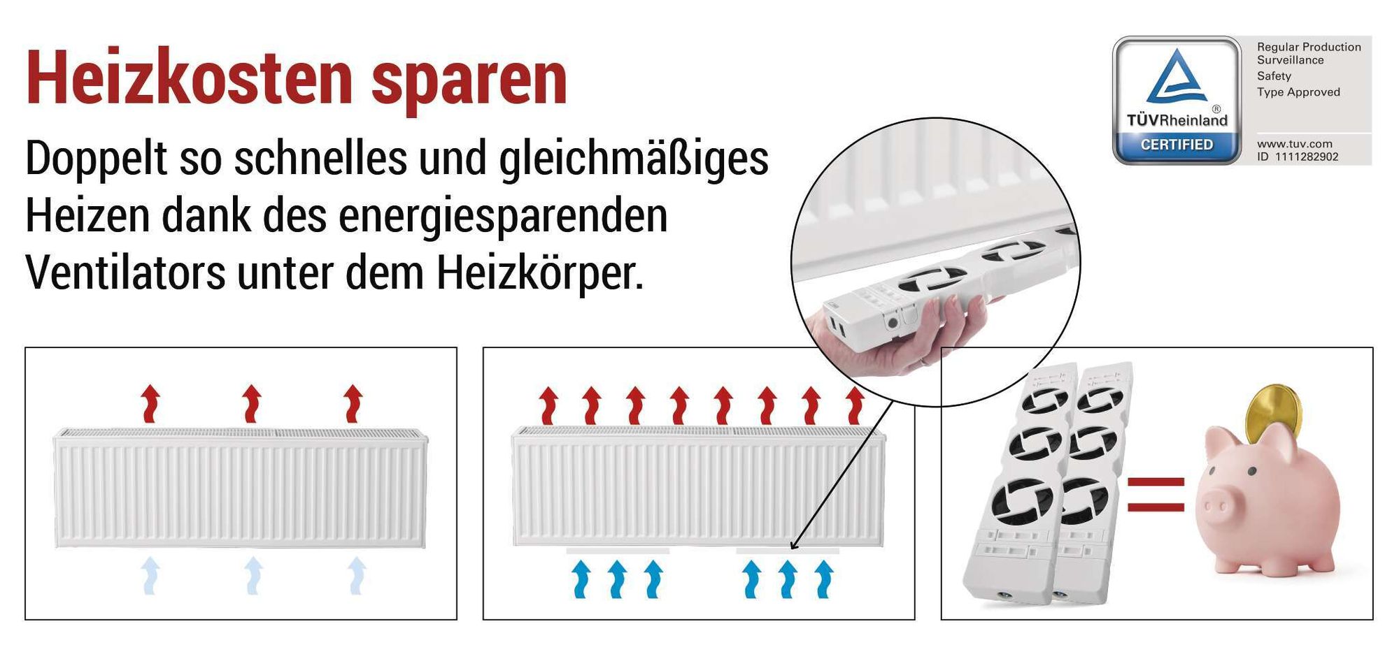 EMOS Heizung-Ventilator zum Sparen von Heizkosten, Starterset DUO, 2 Stück Heizgebläse inkl. Temperatursensor mit Regler, Ladegerät, Zubehör