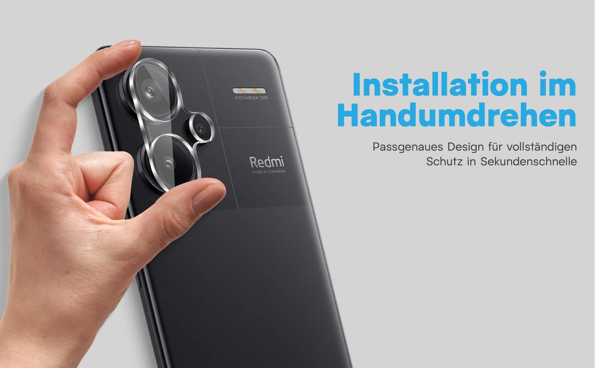 2x Kameraschutz aus 9H Glas für Xiaomi Redmi Note 13 Pro+ 5G in passgenauem Design