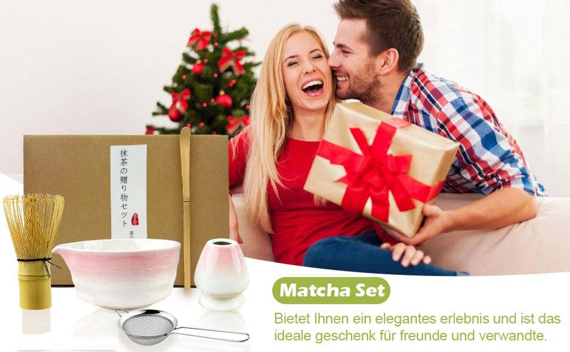 Matcha Set, Matcha Teezeremonie Set, Matcha Schneebesen, Keramik Schale, Teelöffel, Bambus Matcha Besen, Traditionelles Teezeremonie Set