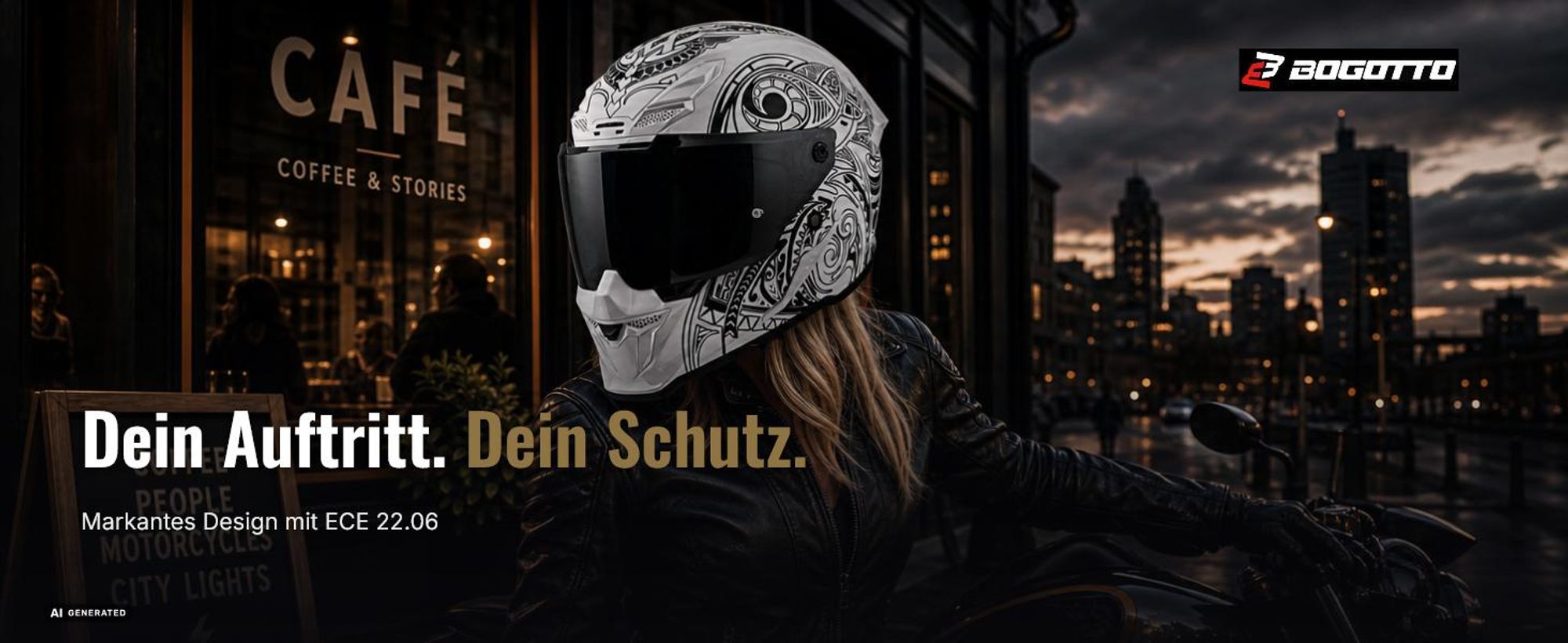 Bogotto Motorradhelm Blade Maori L mit Sonnenvisier und Pinlock-Vorbereitung