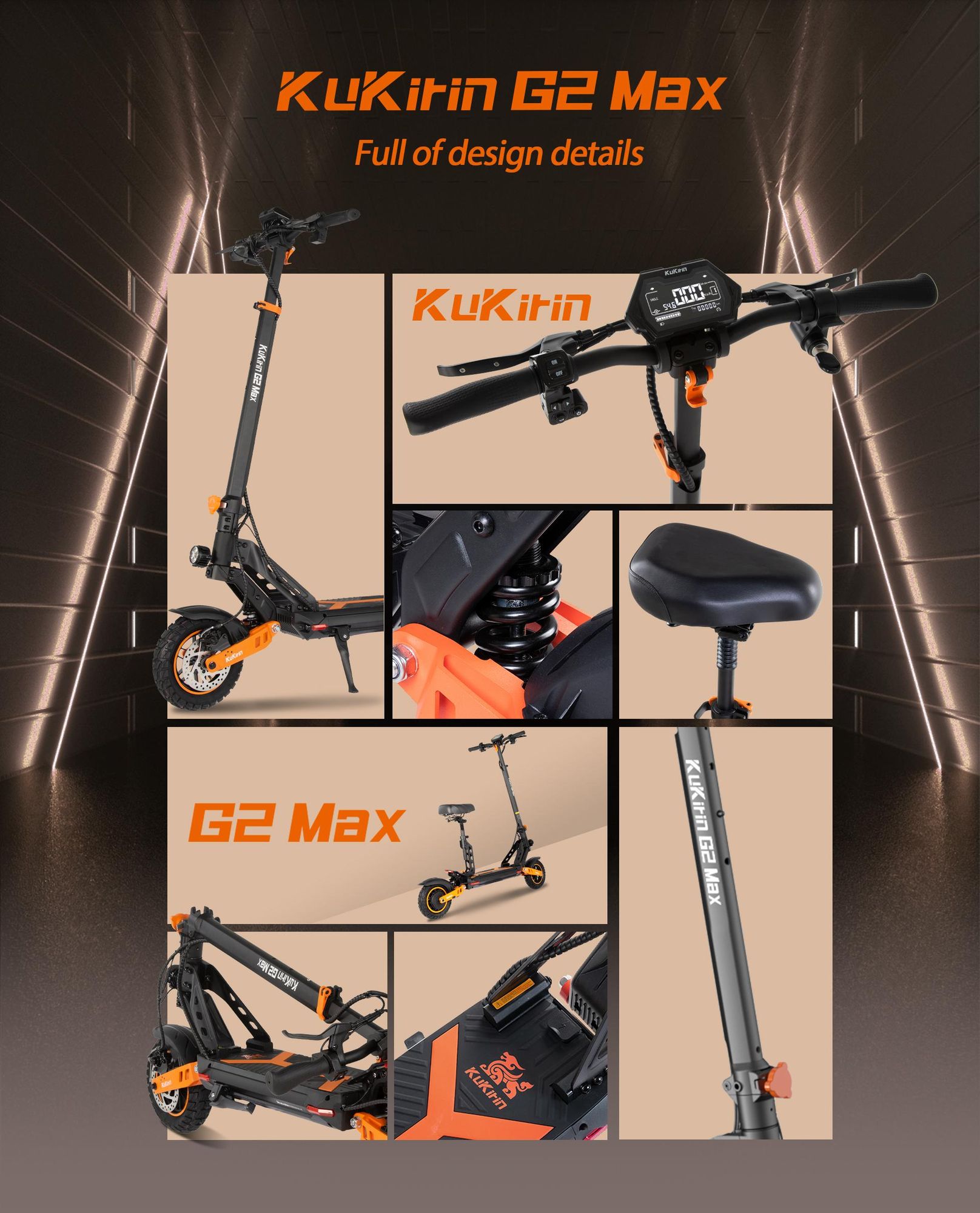 G2 MAX - Trottinette Électrique Pliable - Batterie 48V 20Ah - Autonomie 80KM - Roues 10'' - Freins à disque avant et arrière - Écran LED multifonction