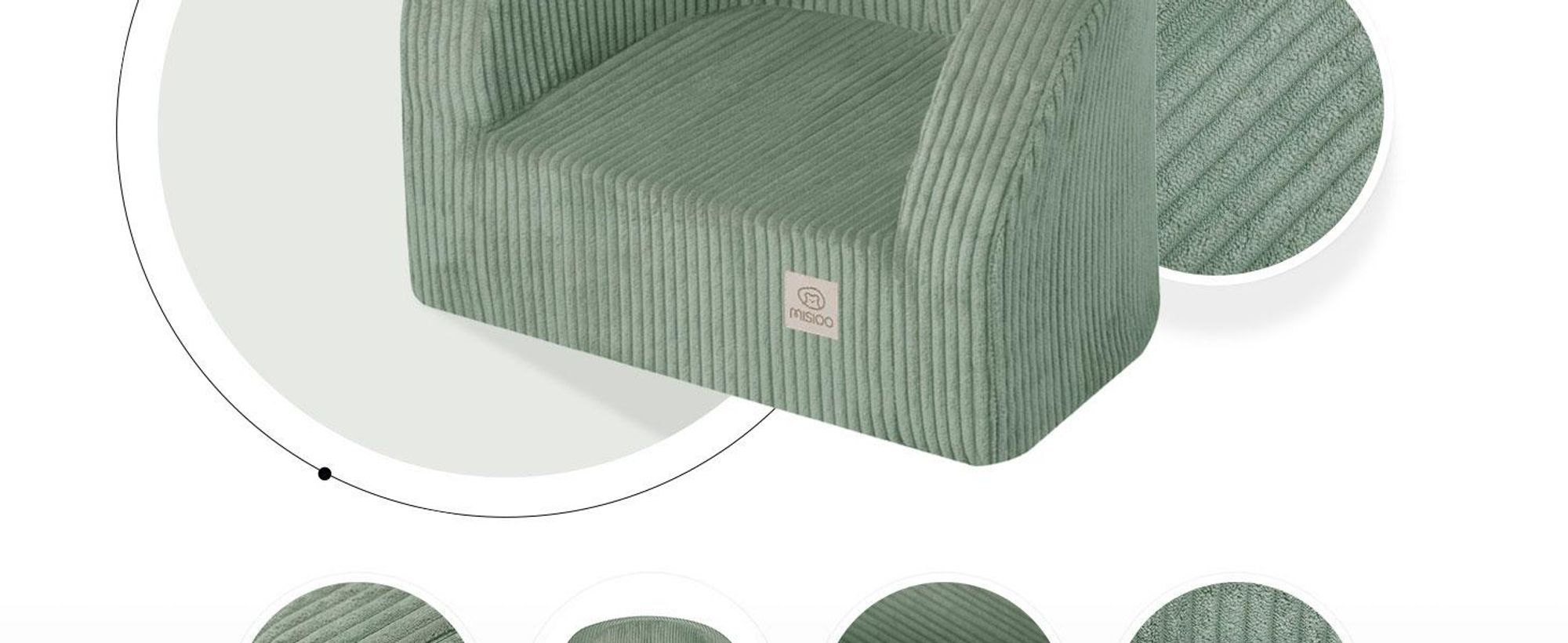 MISIOO Kindersessel Ab 1 Jahr – Corduroy Premium Sessel Kinder - Stabil Und Weich - Ergonomisch Gepolstert - 40x53x36 cm