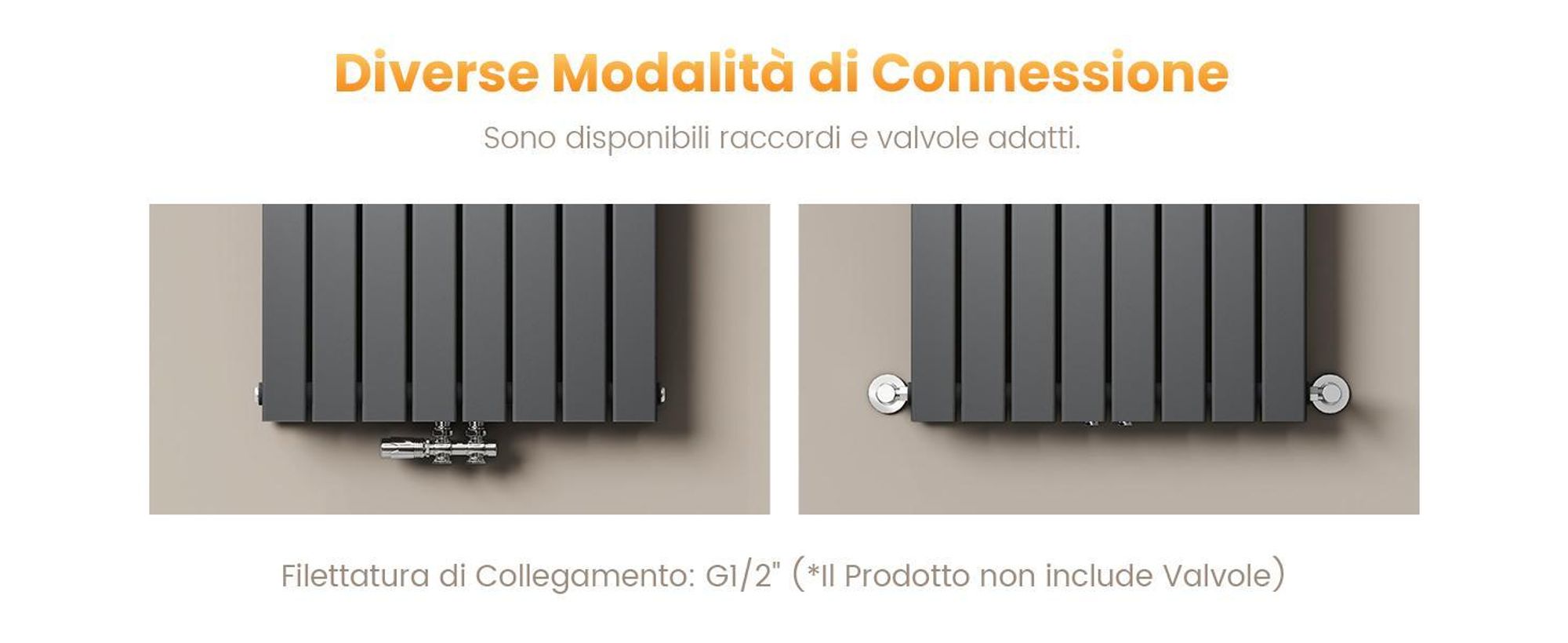 Radiatore EMKE orizzontale, radiatore a pannello di design 630x620mm antracite a doppio strato riscaldamento laterale piatto, 826W senza elemento riscaldante
