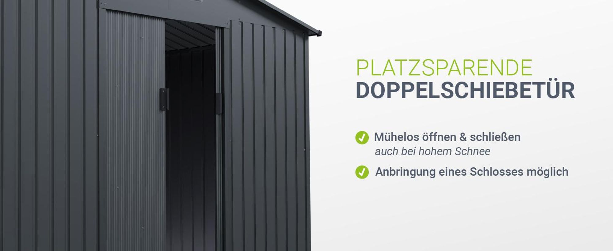 Juskys Metall Geräteschuppen XL – Dunkelgrau, wetterfest mit Fundamentrahmen, Schiebetür & abschließbar