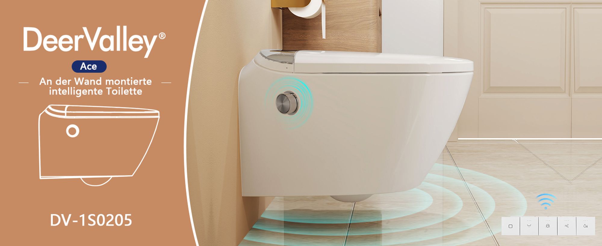 DeerValley Dusch WC mit Bidet, beheiztem Sitz, selbstreinigender Düse, automatischer Spülung & Fernbedienung – Komplettanlage inkl. Vorwandelement