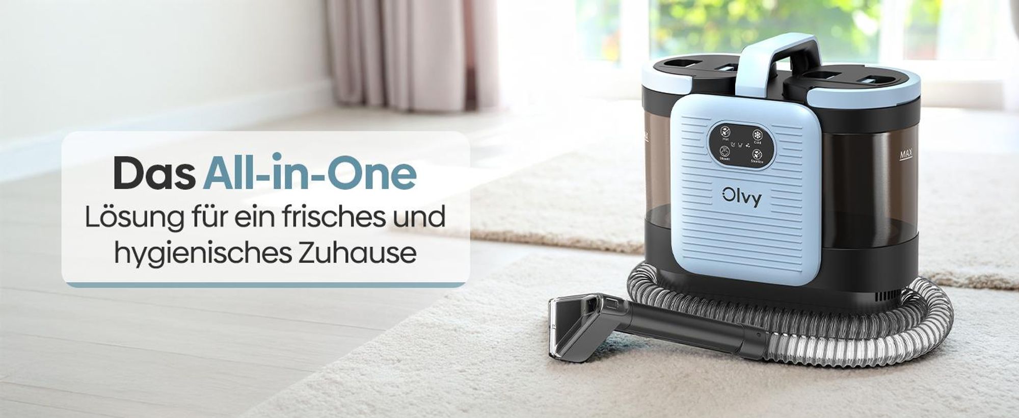 Olvy Waschsauger PRO Dampfreiniger Polstermöbel – Carpet Cleaner inkl. Zubehör & Teppichreiniger, Nasssauger für Sofa, Matratze, Auto & Teppiche
