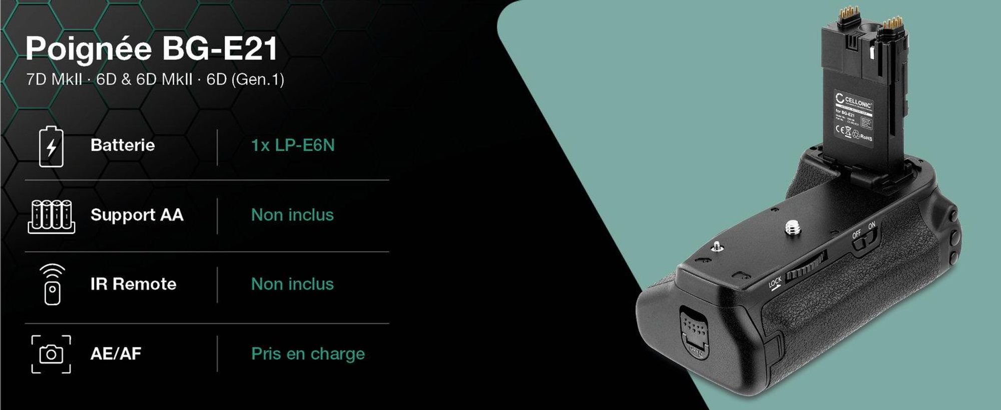 CELLONIC Grip d'alimentation compatible avec , Poignée de batterie BG-E10, Grip batterie, Battery Grip, appareil photo