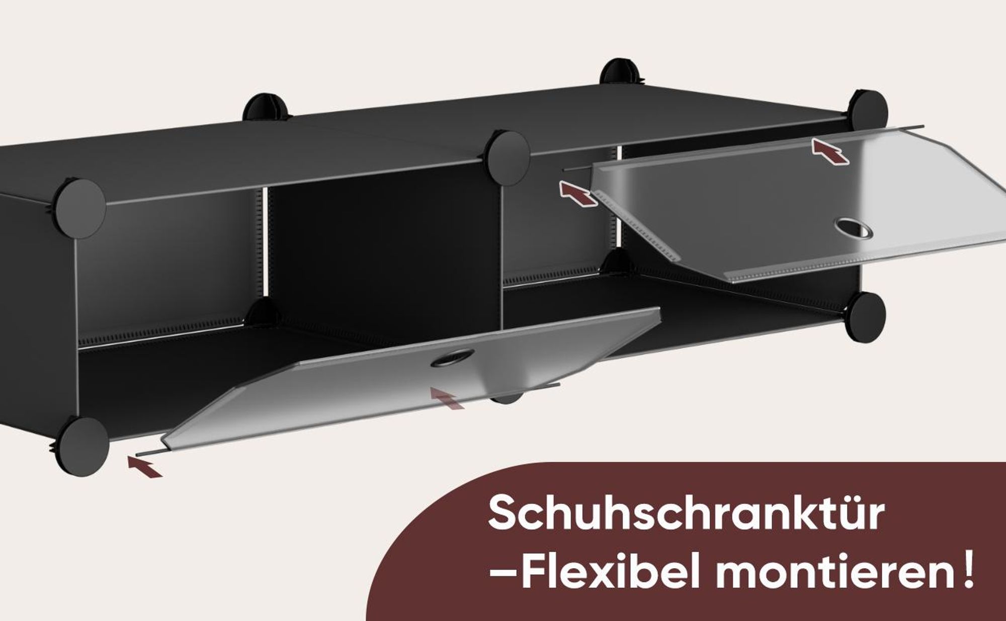 Sekey Schuhregal Schmal Schuhschrank mit 10 Fächern 1-tlg mit Tür, DIY Kunststoff Schuhaufbewahrung, Schwarz