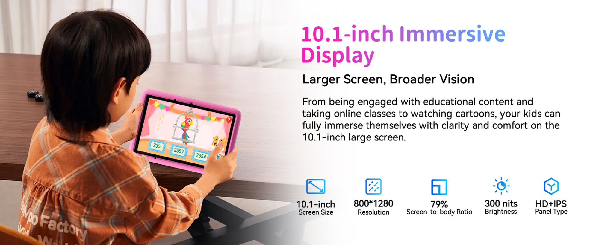 Blackview TabA6Kids Tablet dla dzieci Android 14, 12 GB RAM + 128 GB ROM (1 TB TF) Ośmiordzeniowy tablet dla dzieci, 10 cali HD 1280 * 800, Widevine L1, 5100 mAh