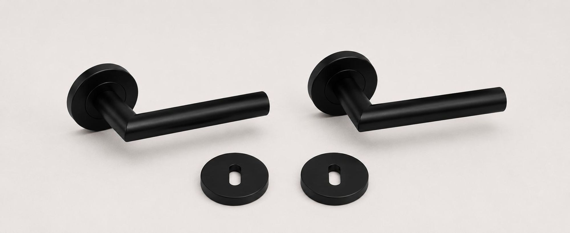 Gavroche Model 1 Türgriff-Set BB Buntbart Schwarz Matt – Rosette rund – Edelstahl