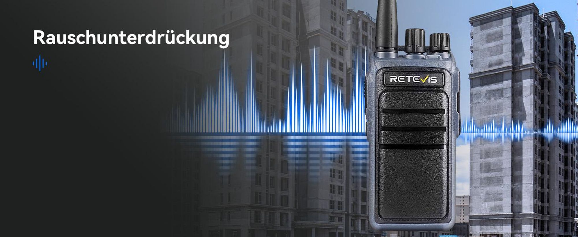 Retevis C64 Funkgeräte set, Professionelles Walkie Talkie Intelligente Spracherkennungs, 2500 mAh, Rauschunterdrückung, Handfunkgerät mit Headset
