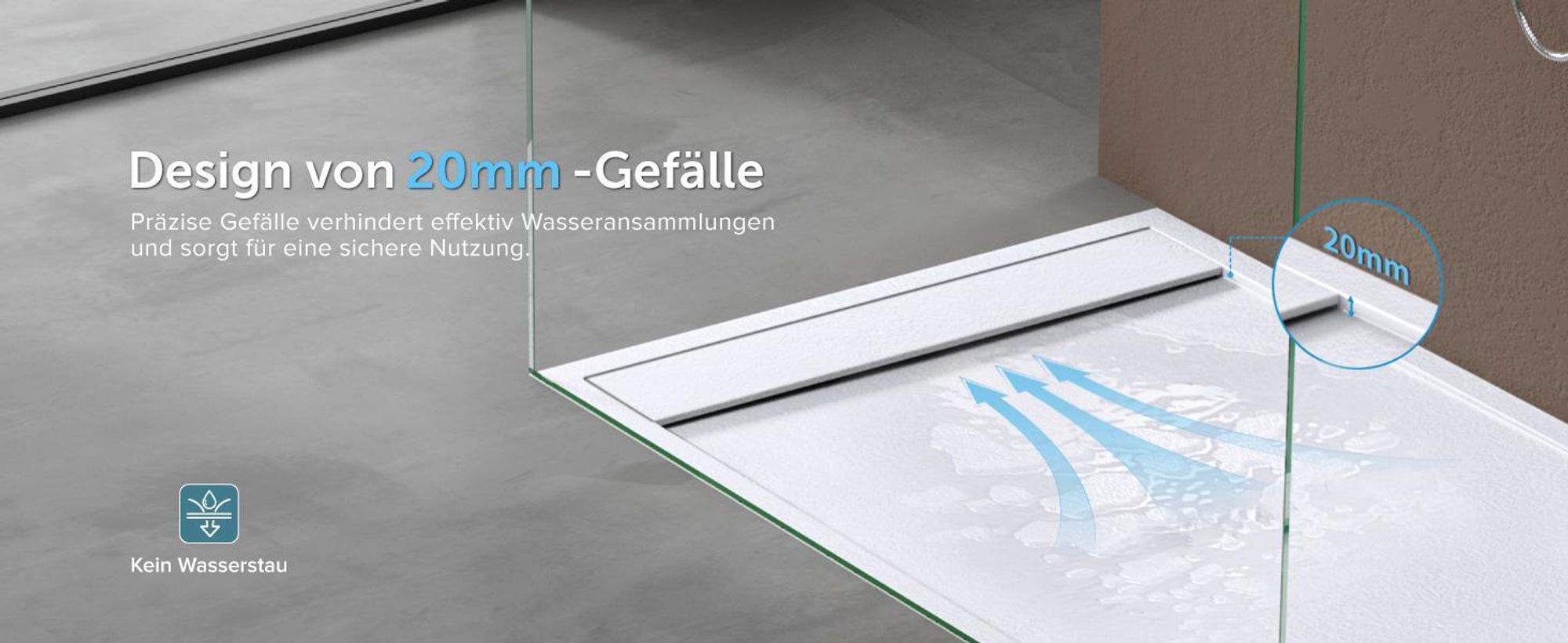doporro Duschtasse Duschwanne 90x100x3cm aus Mineralguss in Weiß Rechteckig DIN für bodenebene Montage geeignet inkl. Ablaufgarnitur Geoma10