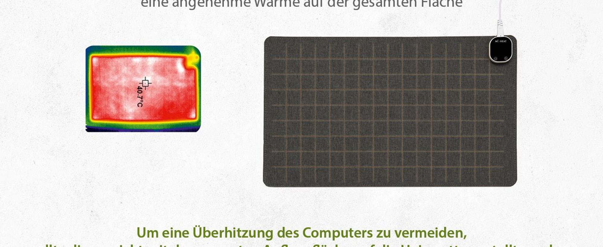 Schreibtischunterlage Mauspad beheizt 60x36cm 4 Heizstufen Abschaltautomatik Schreibtischauflage Schreibtisch Auflage Unterlage