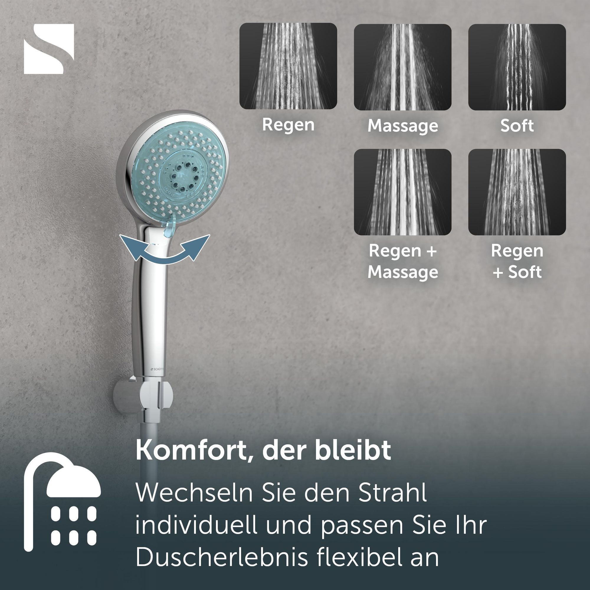 LED Handbrause GALAXIS, Wellness Duschkopf mit 3 Strahlarten, Duschbrause mit 7 Farbvarianten, Brause Chrom