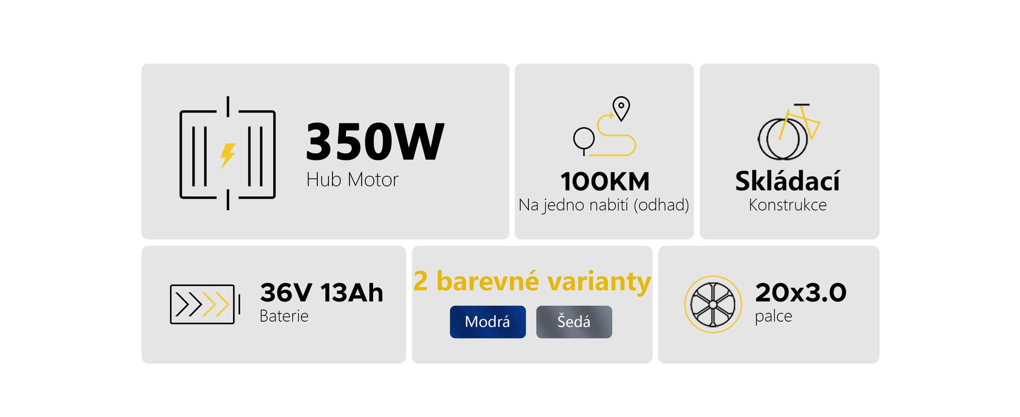 Elektrokolo HillMiles Mile 2 - Baterie 36V13Ah 20 palcová kola dvojité hydraulické brzdy - Šedá