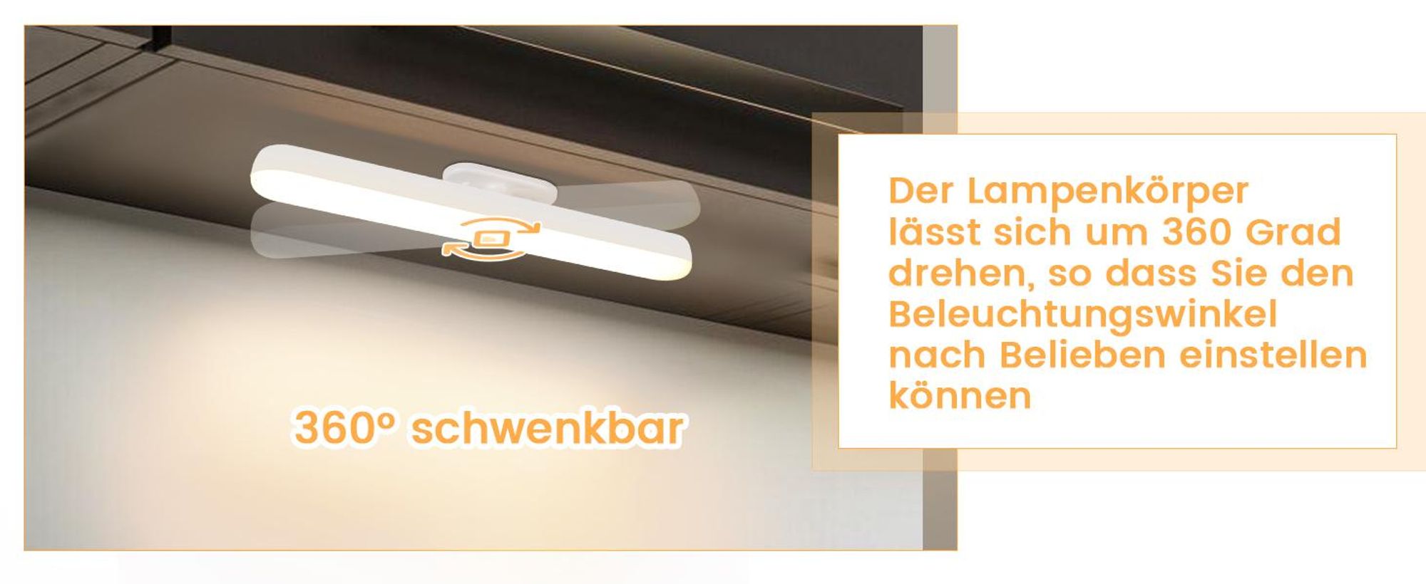 ZMH Wandleuchte LED mit Bewegungsmelder Wandstrahler Touch Dimmbar USB Batteriebetrieben Lampe 360°Drehbar für Spiegel Ohne Stromanschluss