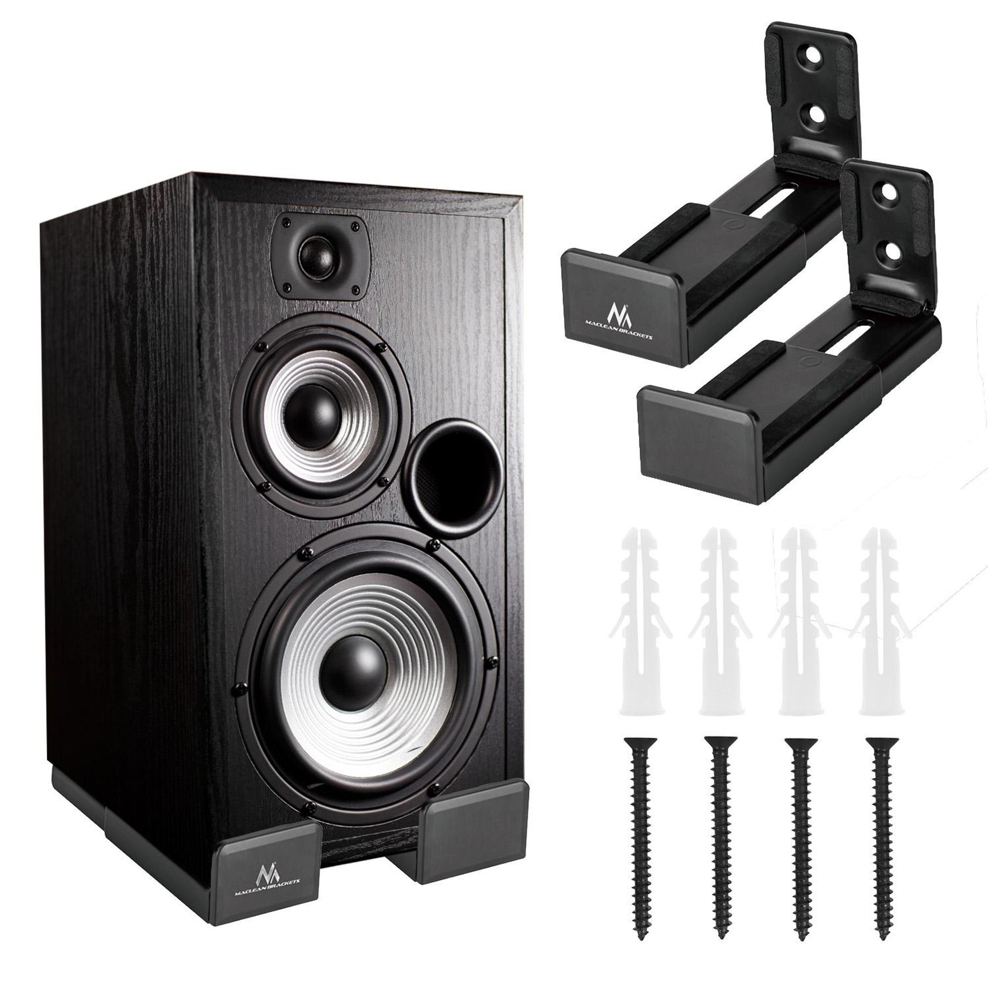 Universal-Soundbar-Halterung Wandhalter für Soundbar Lautsprecher Wandhalterung Halterung Wandmontage Box Befestigung Einstellbare Tiefe 90154mm bis 15kg 2x Halterungen Paar
