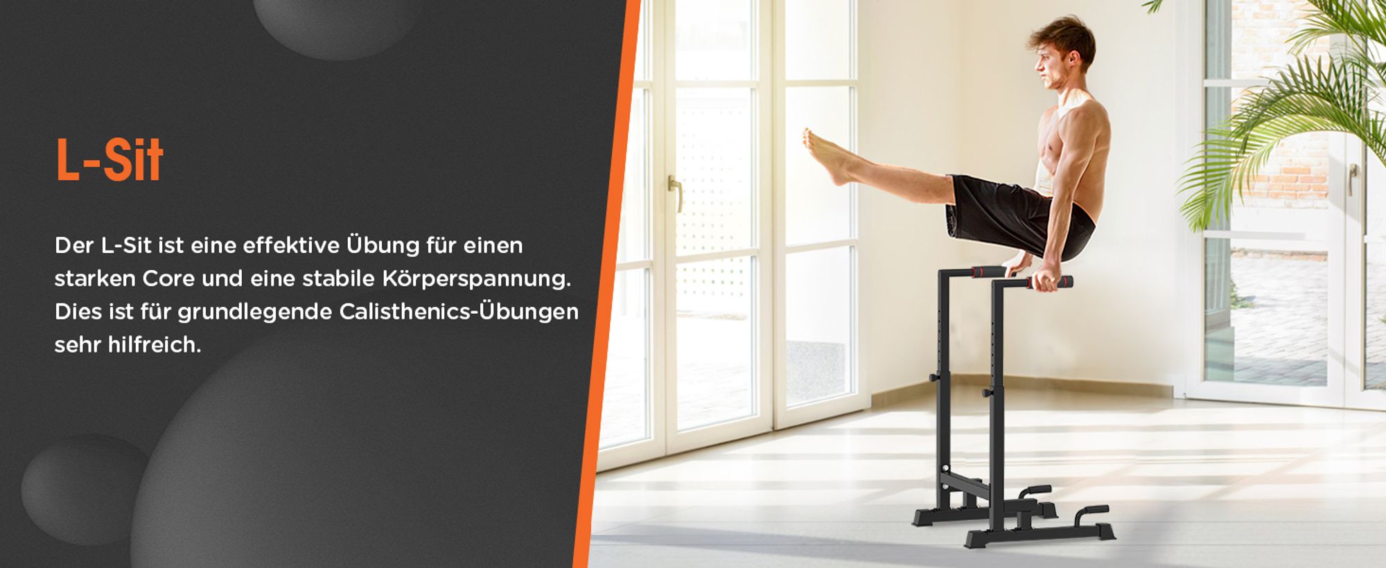 DH FitLife Dip Barren Dipständer 9-fach verstellbar (100-130cm) - Kraftstation für Zuhause, Calisthenics & Krafttraining Parallettes