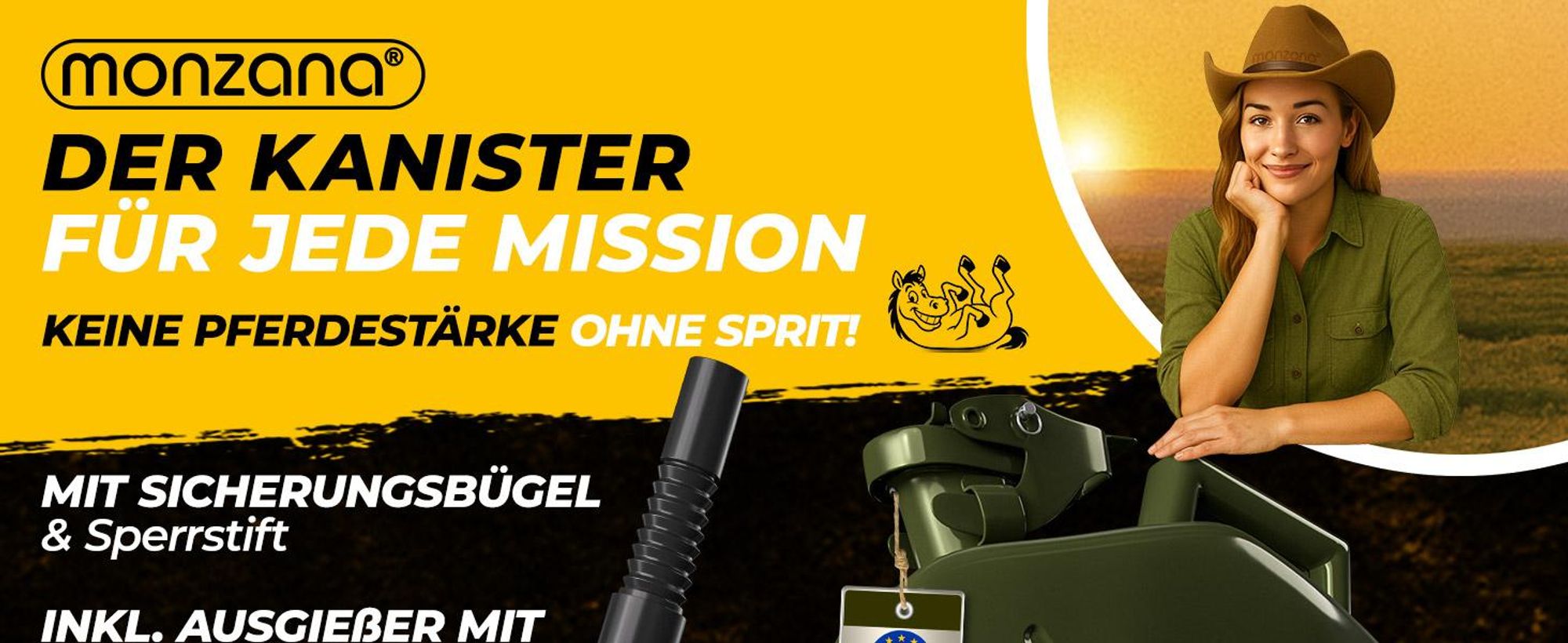 MONZANA® Benzinkanister 5L Metall mit Ausgießer UN-Zulassung Diesel Kraftstoffkanister Metallkanister Reservekanister