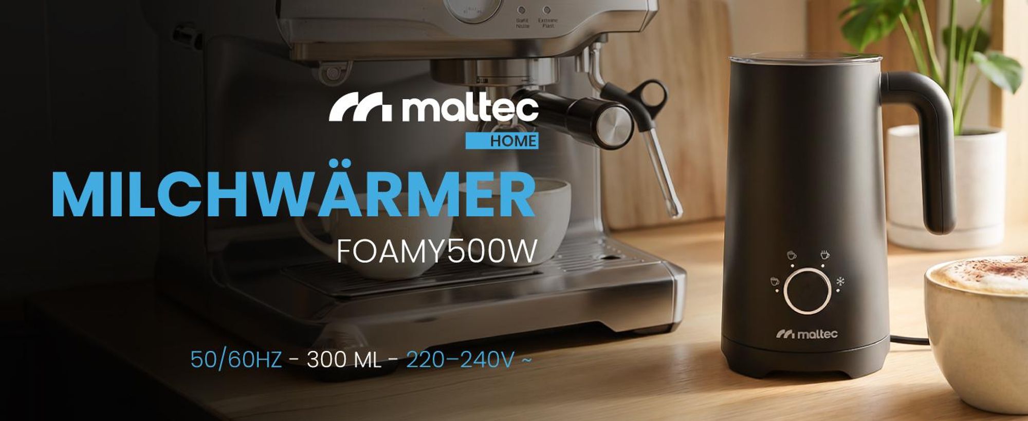 Milchaufschäumer elektrisch 500W 300ml heißer & kalter Milchschaum Cappuccino