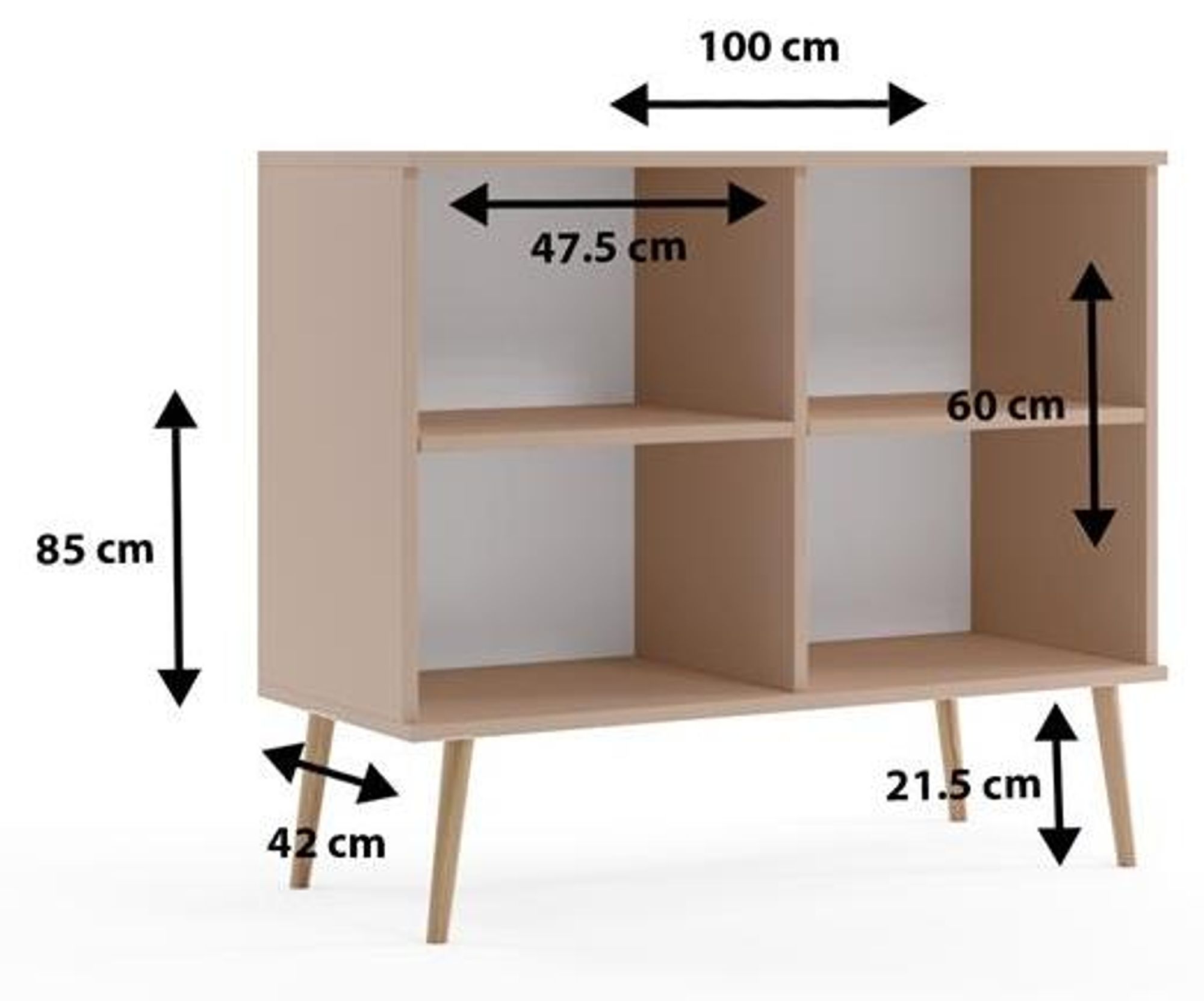 Bettso Kommode mit 2 Türen minimalistisches Sideboard im skandinavischen Stil auf Holzbeinen Griffe aus Jute für Wohnzimmer Schlafzimmer 100 IKON Rosa