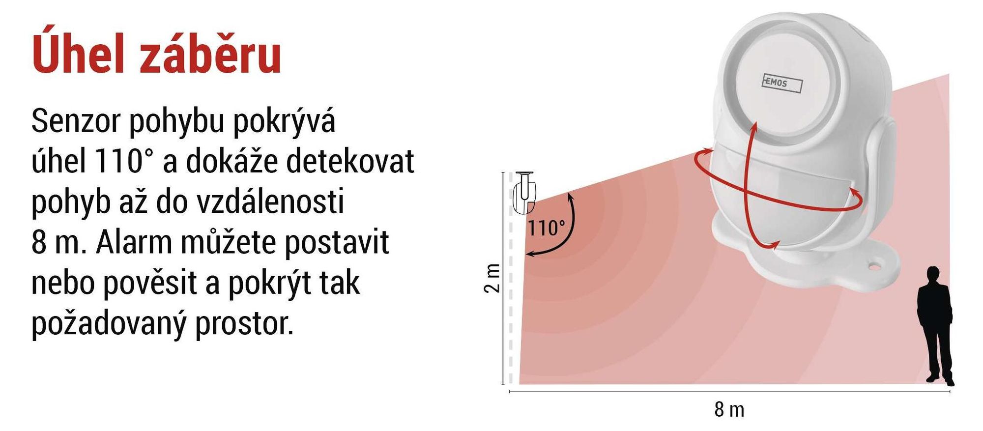 EMOS GoSmart PIR pohybové čidlo s alarmem, sirénou 125dB a aplikací, duální provoz, 2x dálkové ovládání a 6x dveřní senzor, Tuya, 2,4GHz Wi-Fi, H5030