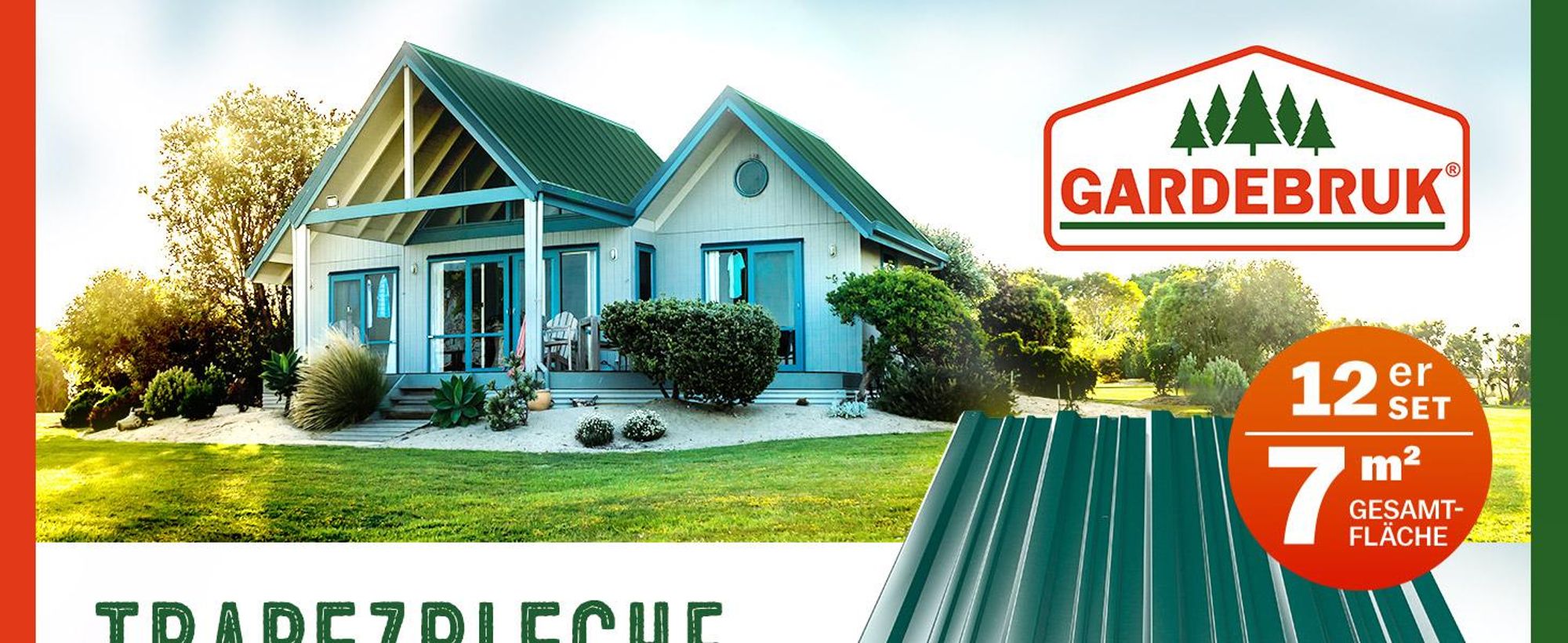 GARDEBRUK® 12x Trapezbech 129x46cm