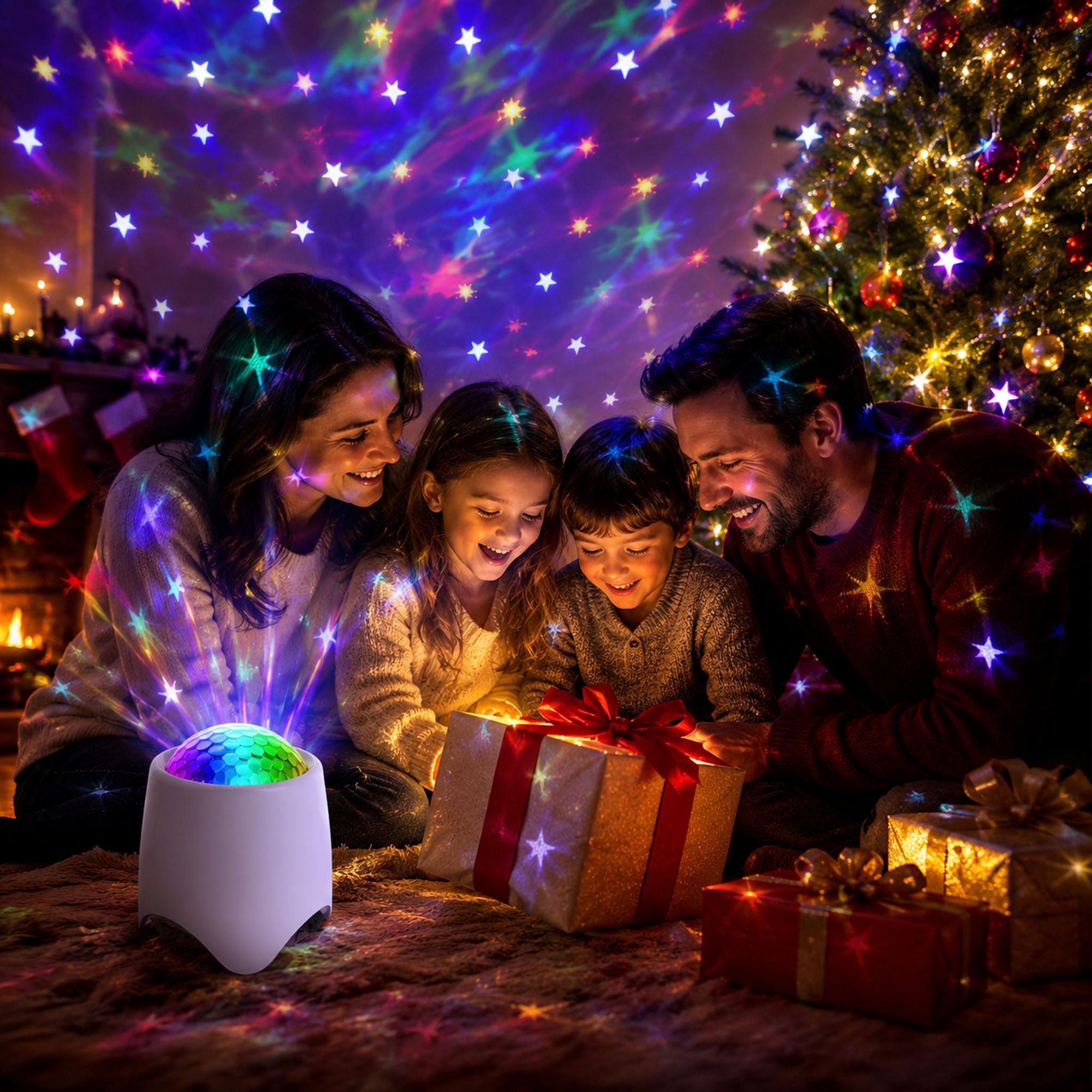 Sternenhimmel Projektor, 3in1 Musik Projektor Nachtlicht mit Bluetooth Lautsprecher & White Noise,56 Dynamische Farb,Baby Kinder Erwachsene Party Deko